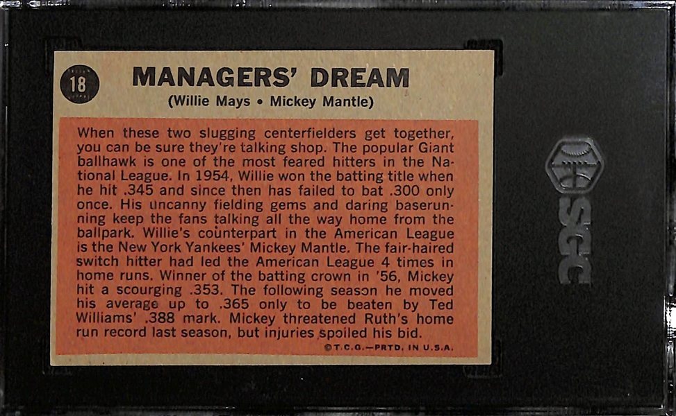 1962 Topps Manager's Dream #18 (Mickey Mantle & Willie Mays) Graded SGC 5.5