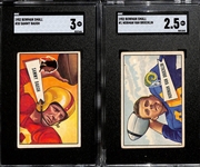 1952 Bowman Football Small - Sammy Baugh #30 (SGC 3) & Norm Van Brocklin #1 (SGC 2.5)