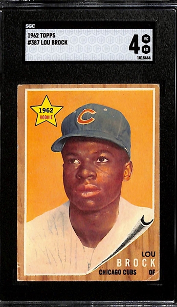 1962 Topps Lou Brock #387 Rookie Card Graded SGC 4