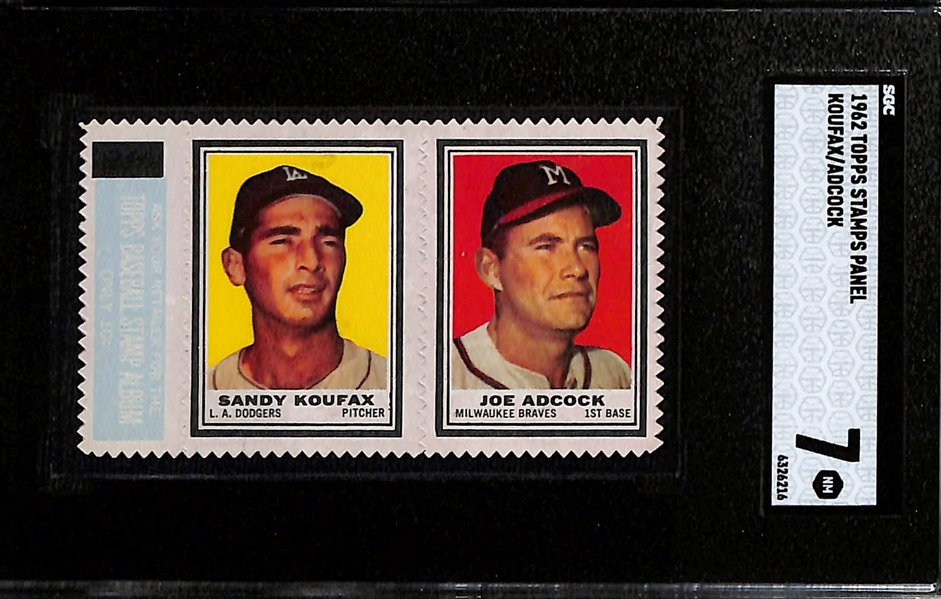 1962 Topps Stamps Panels - Bob Clemente/Battey (SGC 4.5) & Sandy Koufax/Adcock (SGC 7)