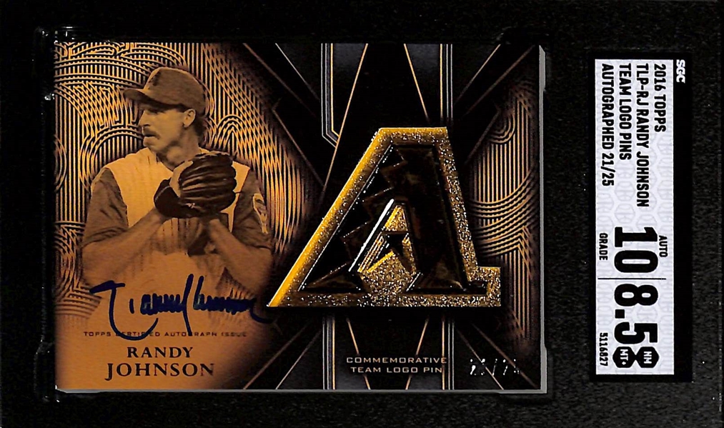 2016 Topps Team Logo Pins Randy Johnson Autograph #21/25 (SGC 8.5 w. 10 Auto Grade) - Diamondbacks