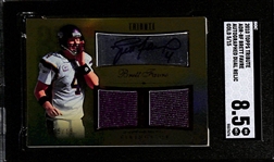 2010 Topps Tribute Brett Favre Gold Autographed Dual Relic #5/15 Graded SGC 8.5
