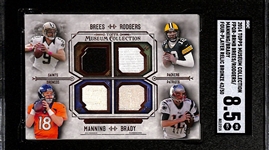 2014 Topps Museum Collection Quad Bronze Jersey Relic Card - Tom Brady, Brett Favre, Drew Brees, Peyton Manning #42/50 (SGC 8.5)