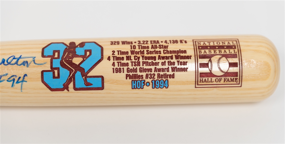 Steve Carlton Signed Cooperstown Bat Company HOF Bat w. Carlton Image & Stats (JSA Sticker)