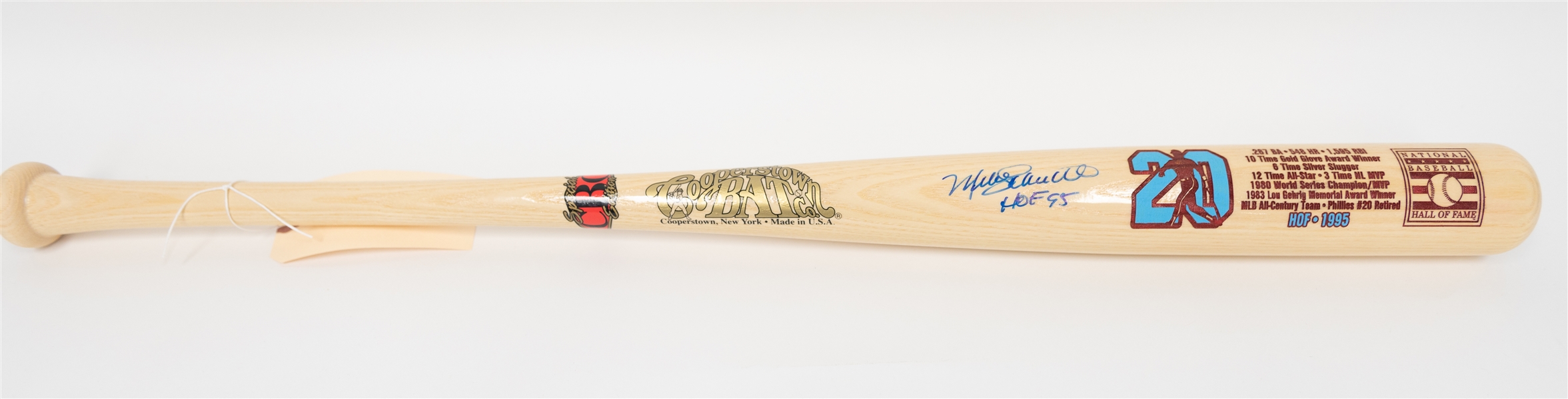 Mike Schmidt Signed Cooperstown Bat Company HOF Bat w. Schmidt Image & Stats (JSA Sticker)