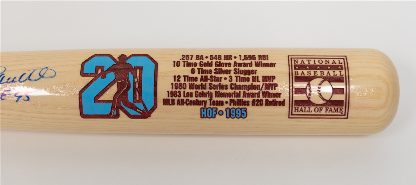 Mike Schmidt Signed Cooperstown Bat Company HOF Bat w. Schmidt Image & Stats (JSA Sticker)