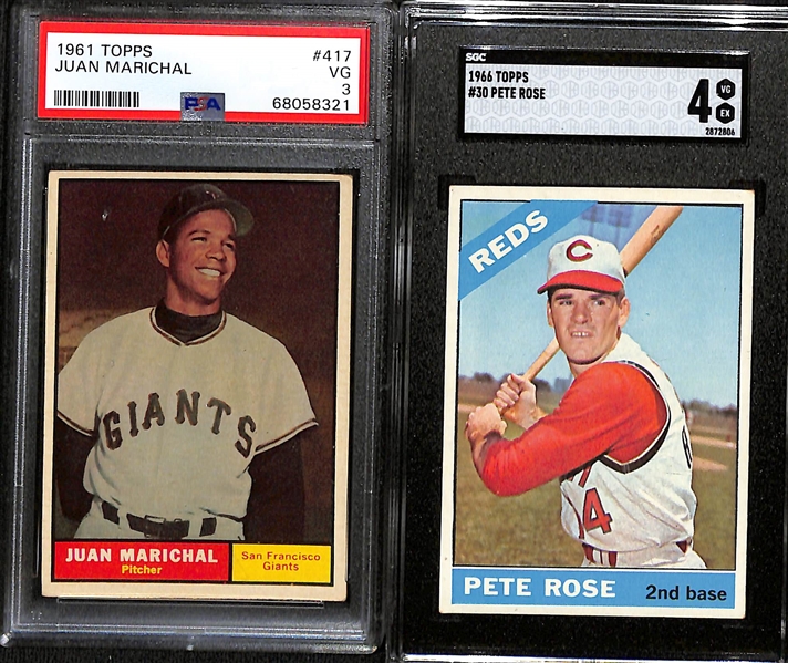 Graded Card Lot - 1961 Topps Juan Marichal #417 Graded PSA 3 and 1964 Topps Pete Rose #30 Graded PSA 4