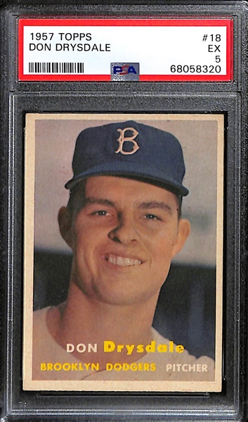 1957 Topps Don Drysdale #18 Graded PSA 5 EX