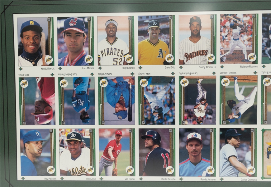 Nicely Framed 1989 Upper Deck Uncut Sheet with Rookie Set Inc. Ken Griffey Jr. Rookie (32x17 Framed)