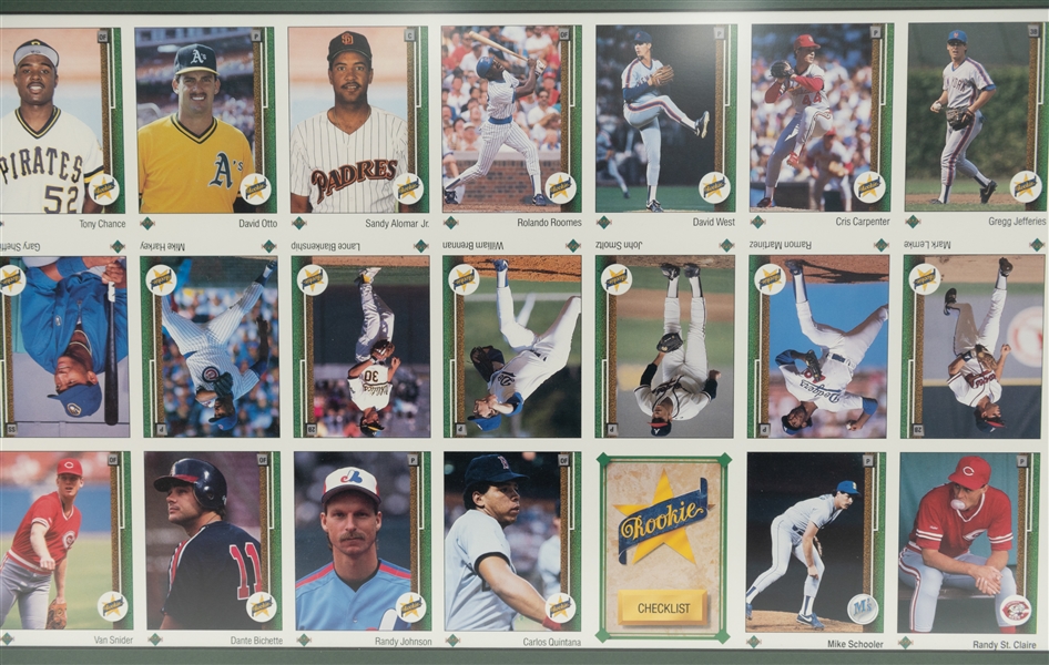 Nicely Framed 1989 Upper Deck Uncut Sheet with Rookie Set Inc. Ken Griffey Jr. Rookie (32x17 Framed)