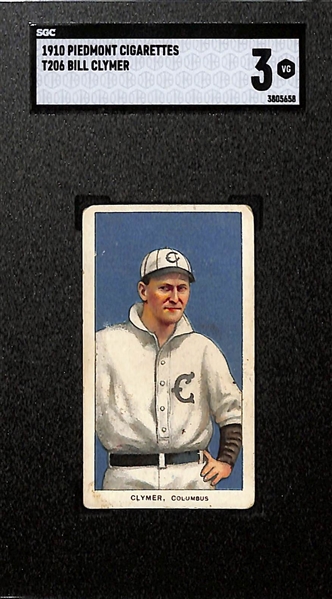 (4) Graded 1909-11 T206 Piedmont 350 Cards - Gus Dorner (SGC 3), Bill Clymer (SGC 3), Charley Carr (SGC 2.5), Dutch Revelle (SGC 2.5)