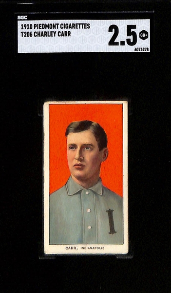 (4) Graded 1909-11 T206 Piedmont 350 Cards - Gus Dorner (SGC 3), Bill Clymer (SGC 3), Charley Carr (SGC 2.5), Dutch Revelle (SGC 2.5)