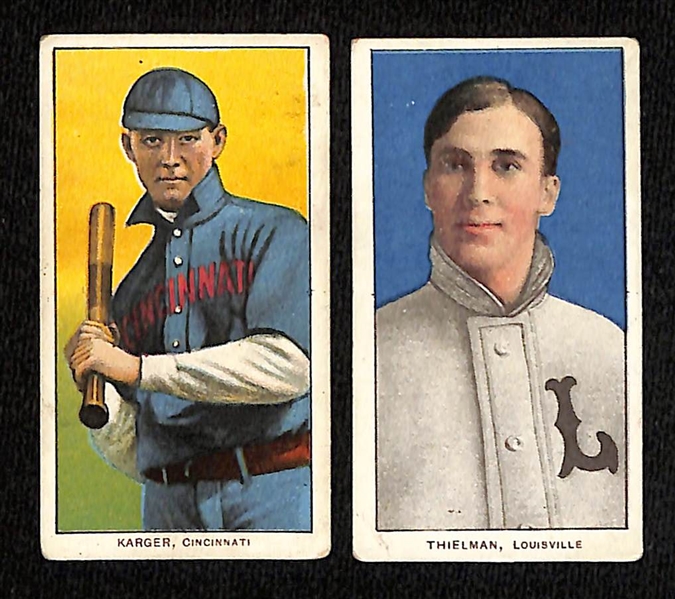 (6) 1909-11 T206 Piedmont Cards - Nicholls (A's), Easterly (Cleve.), Karger (Cinc.), Thielman (Louisville), Hallman (KC), Lafitte (Macon)