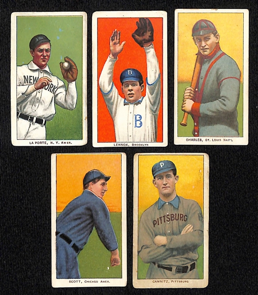 (5) 1909-11 T206 Cards - LaPorte (Yankees), Lennox (Dodgers), Charles (Cardinals), Scott (White Sox), Camnitz (Pittsburg)