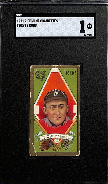 1911 T205 Gold Border Ty Cobb Piedmont Cigarettes Card Graded SGC 1