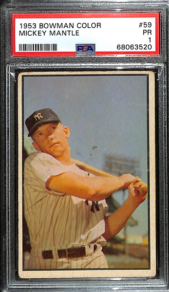 1953 Bowman Color Mickey Mantle #59 Graded PSA 1