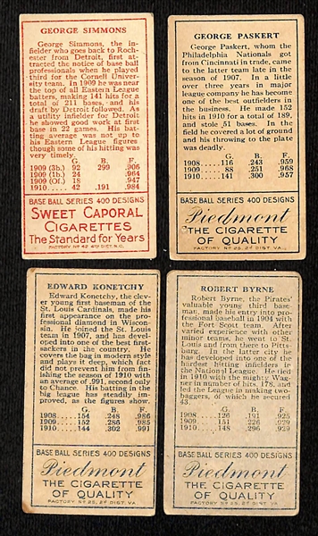 (4) 1911 T205 Gold Border Cards (Simmons - Detroit), Taskert (Phillies), Konetchy (Cardinals), Byrne (Pirates)