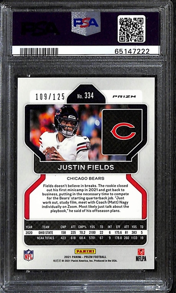 2021 Prizm Justin Fields Purple Prizm #109/125 PSA 9