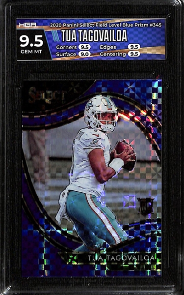 2020 Panini Select Field Level Blue Prizm Rookie Tua Tagovailoa #44/49 HGA 9.5