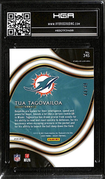 2020 Panini Select Field Level Blue Prizm Rookie Tua Tagovailoa #44/49 HGA 9.5