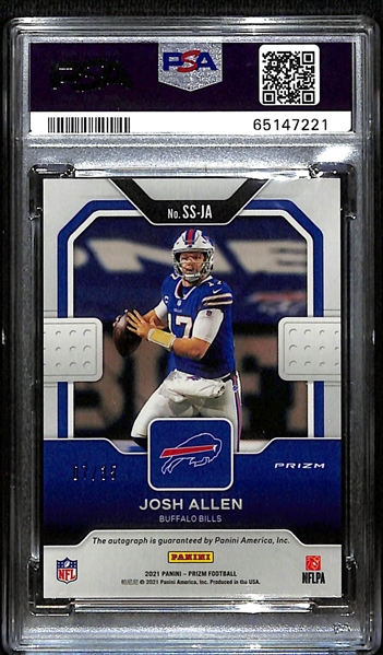 2021 Prizm Josh Allen Sensational Signatures Purple Power Josh Allen #7/35 PSA 9