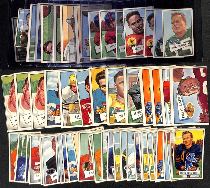 Lot of (65+) Mostly 1952 Bowman Large and Small Football w. (2) Van Buren, Graham, Walker and Others.