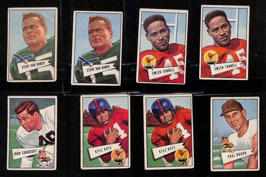 Lot of (65+) Mostly 1952 Bowman Large and Small Football w. (2) Van Buren, Graham, Walker and Others.