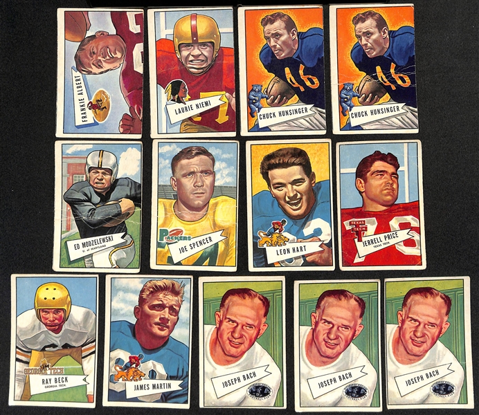 Lot of (65+) Mostly 1952 Bowman Large and Small Football w. (2) Van Buren, Graham, Walker and Others.