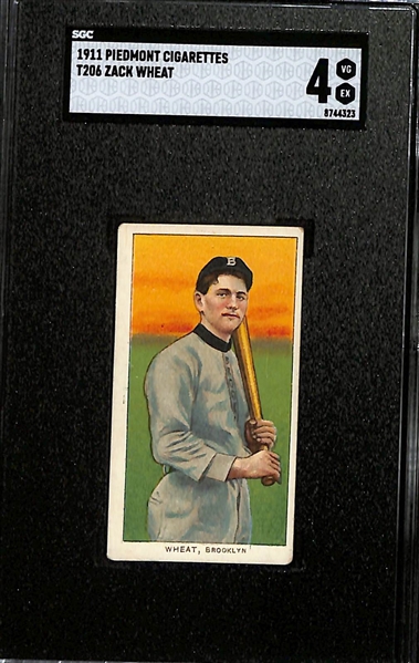 1909-11 T206 Zack Wheat (HOF - Piedmont 350-460 Back) Graded SGC 4 (VG-EX)