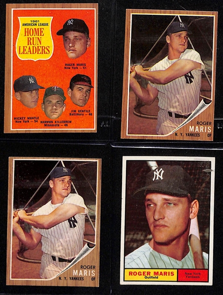 Lot of (10) 1960,61 and 62 Topps Baseball Cards w. (4) Maris, Berra, Gibson, and Others