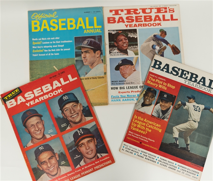 Lot of (12) 1950s and 60s Vintage Baseball Magazines All Featuring Stars Like Mantle, Williams, and Mays