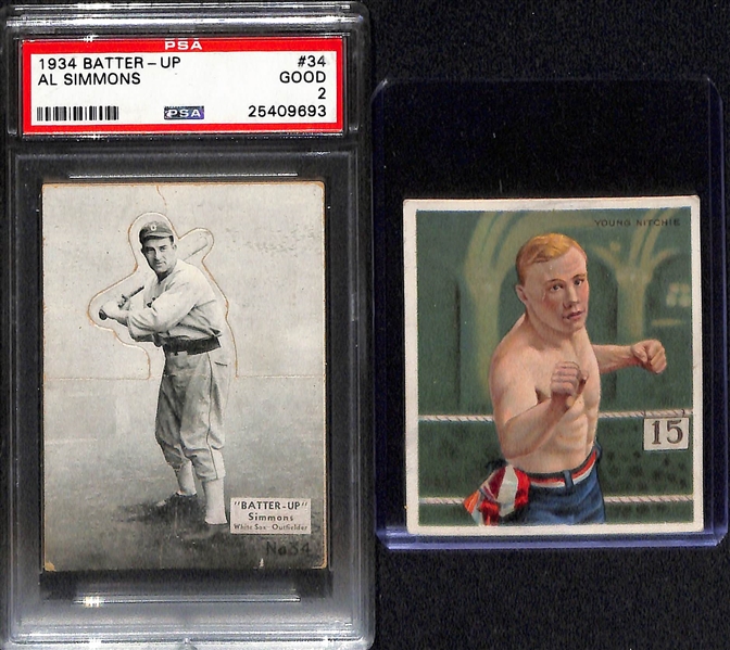 Mostly Graded Vintage Baseball lot w. PSA Graded 1965 Topps Transfers Willie Mays, and 1934 Batter-Up Al Simmons 