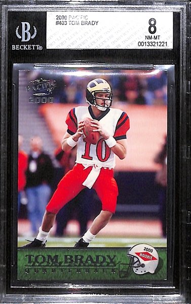 2000 Pacific # 403 Tom Brady Rookie Card Graded BGS 8