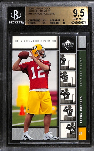 2005 Upper Deck Rookie Premiere # 16 Aaron Rodgers Rookie Graded BGS 9.5