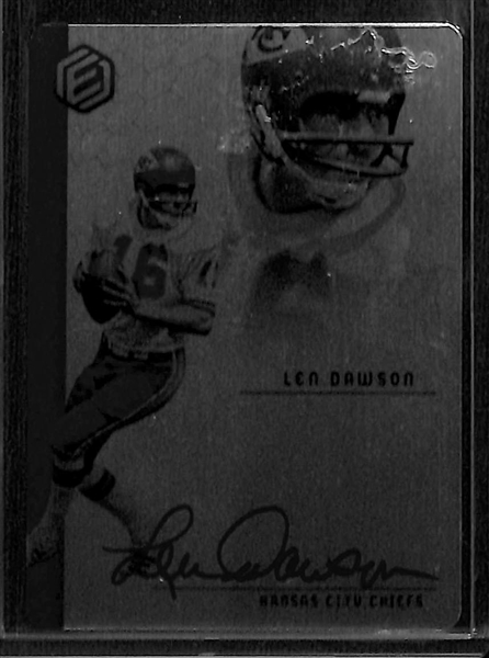 Lot of (2) Modern NFL Hall of Fame Autographed Cards w. Len Dawson /25 and Shannon Sharpe /6