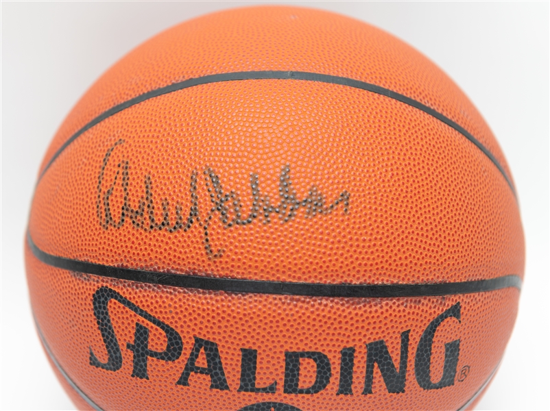 Kareem Abdul-Jabbar Autographed Spalding Basketball & 2002-03 NY Jets Team Signed Football (JSA Auction Letter)