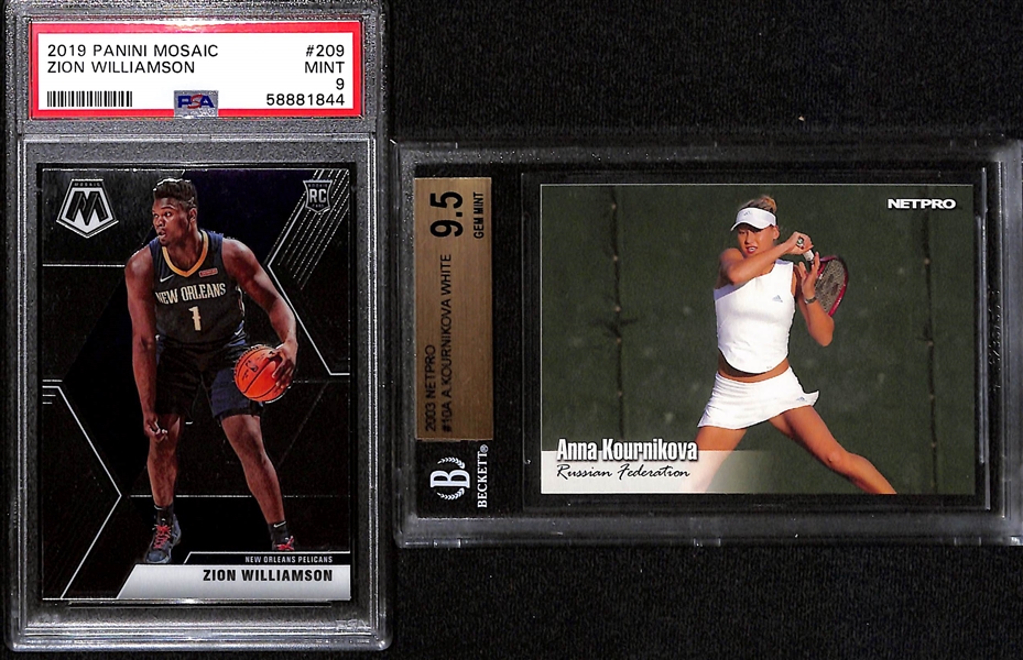 Lot of (5) Mixed Sport Graded Rookies w. Dwayne Wade, Zion, Anna Kournikova