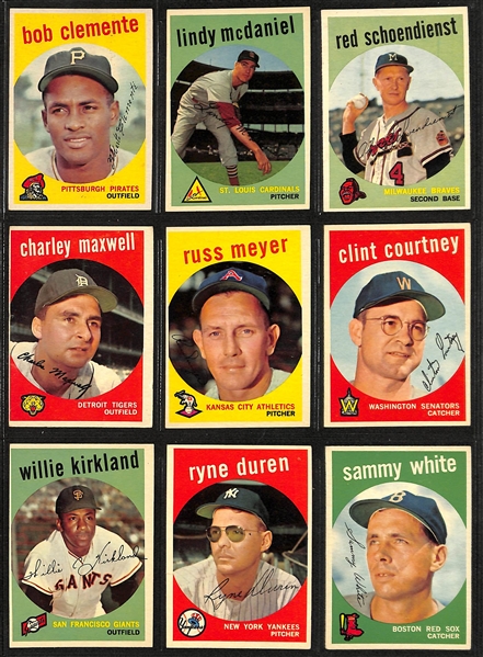 1959 Topps Baseball Set (Missing Only 2 Cards - Mantle #10, Mantle All-Star #564) w. 5 Graded Cards - Mostly VG-EX+ w. Bob Gibson RC SGC 4 and Willie Mays SGC 6.5