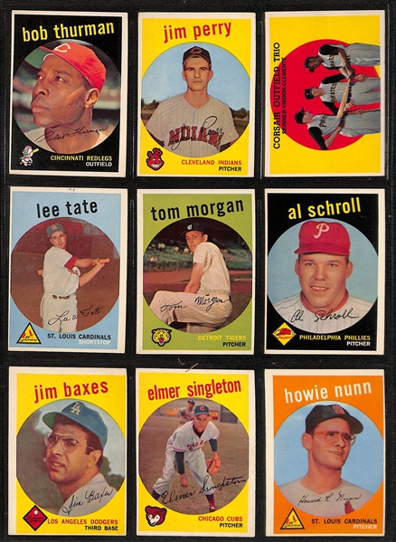 1959 Topps Baseball Set (Missing Only 2 Cards - Mantle #10, Mantle All-Star #564) w. 5 Graded Cards - Mostly VG-EX+ w. Bob Gibson RC SGC 4 and Willie Mays SGC 6.5