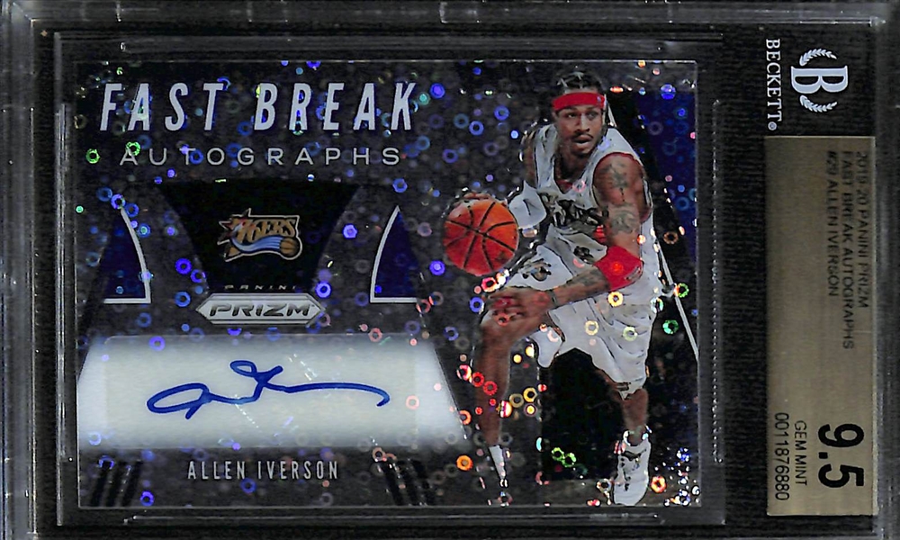 2019-20 Prizm Fast Break Autographs #29 Allen Iverson Graded BGS 9.5 w. 10 Autograph