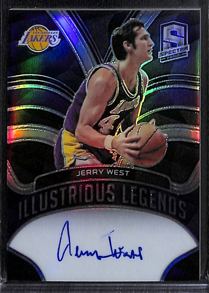 Lot of (2) Modern NBA Autographed Cards of NBA HOF Legends Jerry West #d /75 and Elvin Hayes #d /99