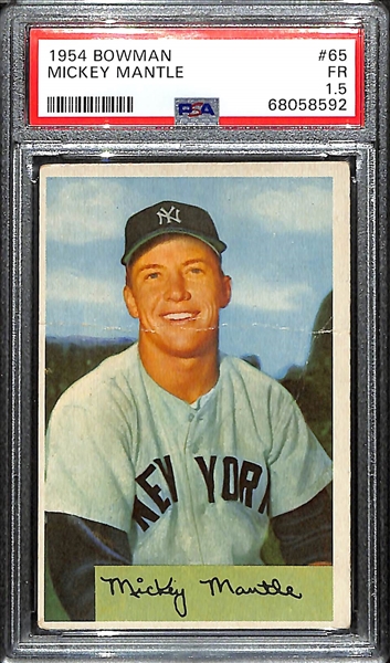 1954 Bowman Mickey Mantle #65 Graded PSA 1.5