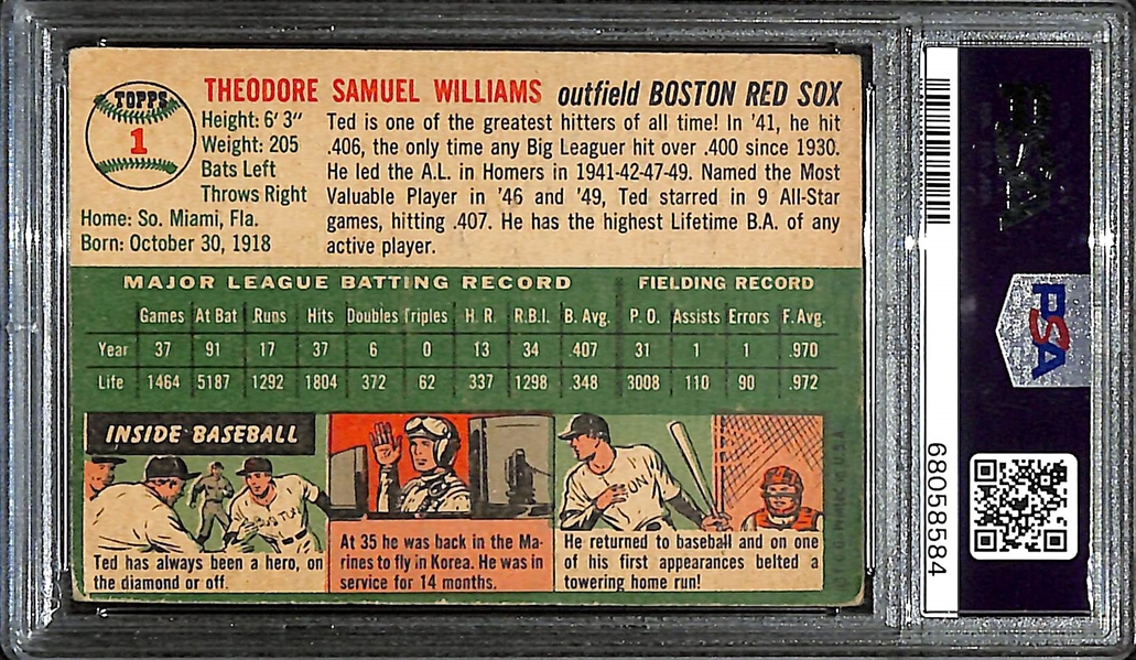 1954 Topps Ted Williams #1 Graded PSA 2