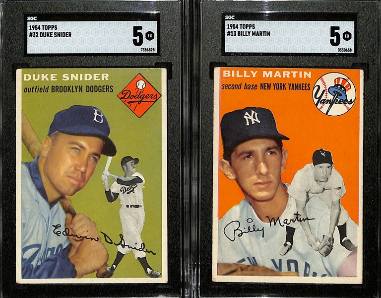 1954 Topps Duke Snider #32 & Billy Martin #13 - Both Graded SGC 5