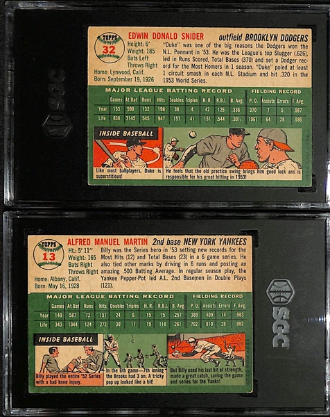 1954 Topps Duke Snider #32 & Billy Martin #13 - Both Graded SGC 5