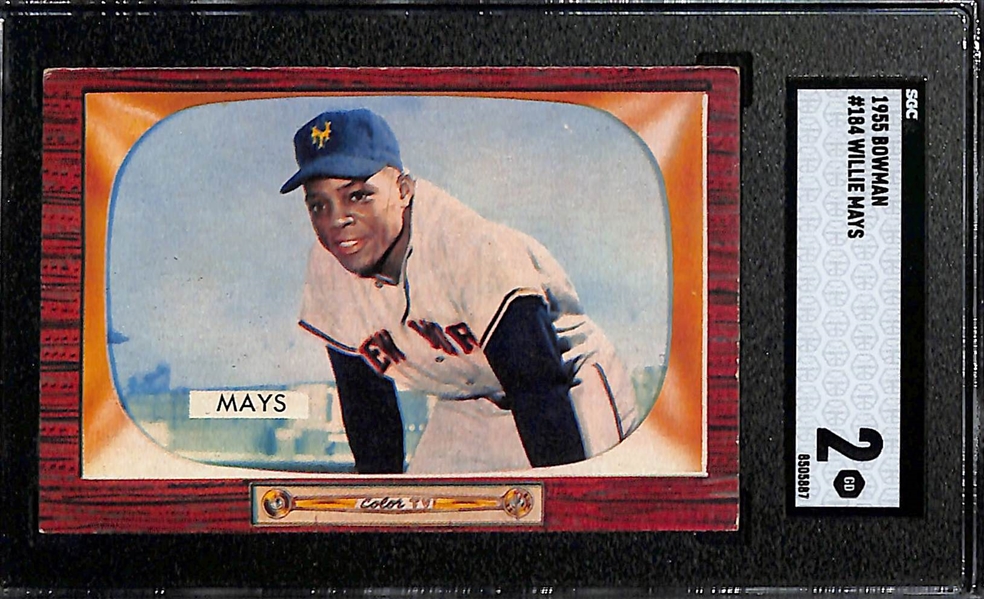 1955 Bowman Willie Mays #184 Graded SGC 2