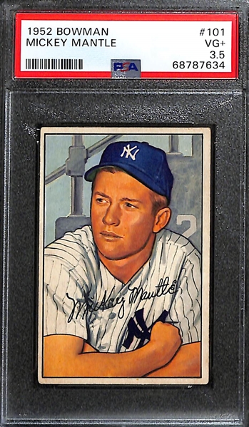 1952 Bowman Mickey Mantle #101 Graded PSA 3.5