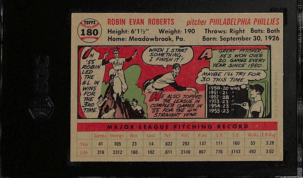 1956 Robin Roberts #180 (Gray Back) Graded SGC 7.5