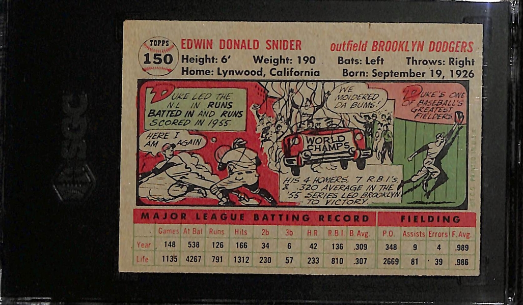 1956 Duke Snider #150 (Gray Back) Graded SGC 5