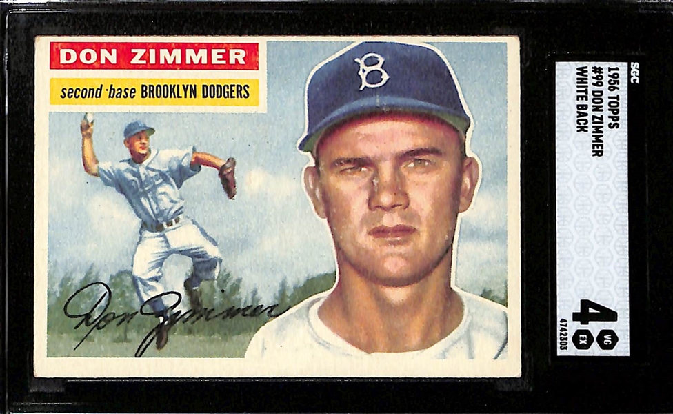 (3) Dodgers Graded 1956 Topps - Podres SGC 7, Zimmer SGC 4, & Newcombe SGC 3